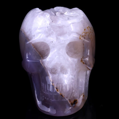 Nicedony 3.4" Geode Agate Hand Carved Crystal Geode Skull Sculpture - #2100010