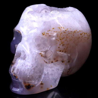 Nicedony 3.4" Geode Agate Hand Carved Crystal Geode Skull Sculpture - View 8