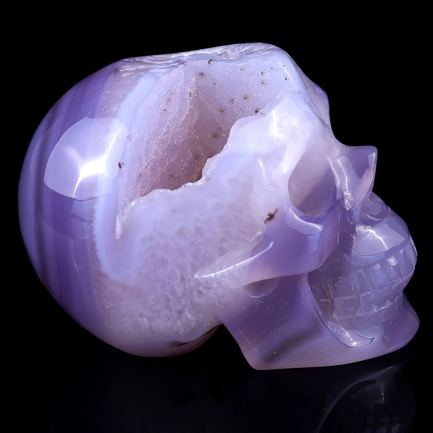 Nicedony 3.4" Geode Agate Hand Carved Crystal Geode Skull Sculpture - View 14