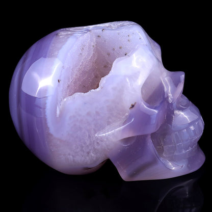 Nicedony 3.4" Geode Agate Hand Carved Crystal Geode Skull Sculpture - View 14