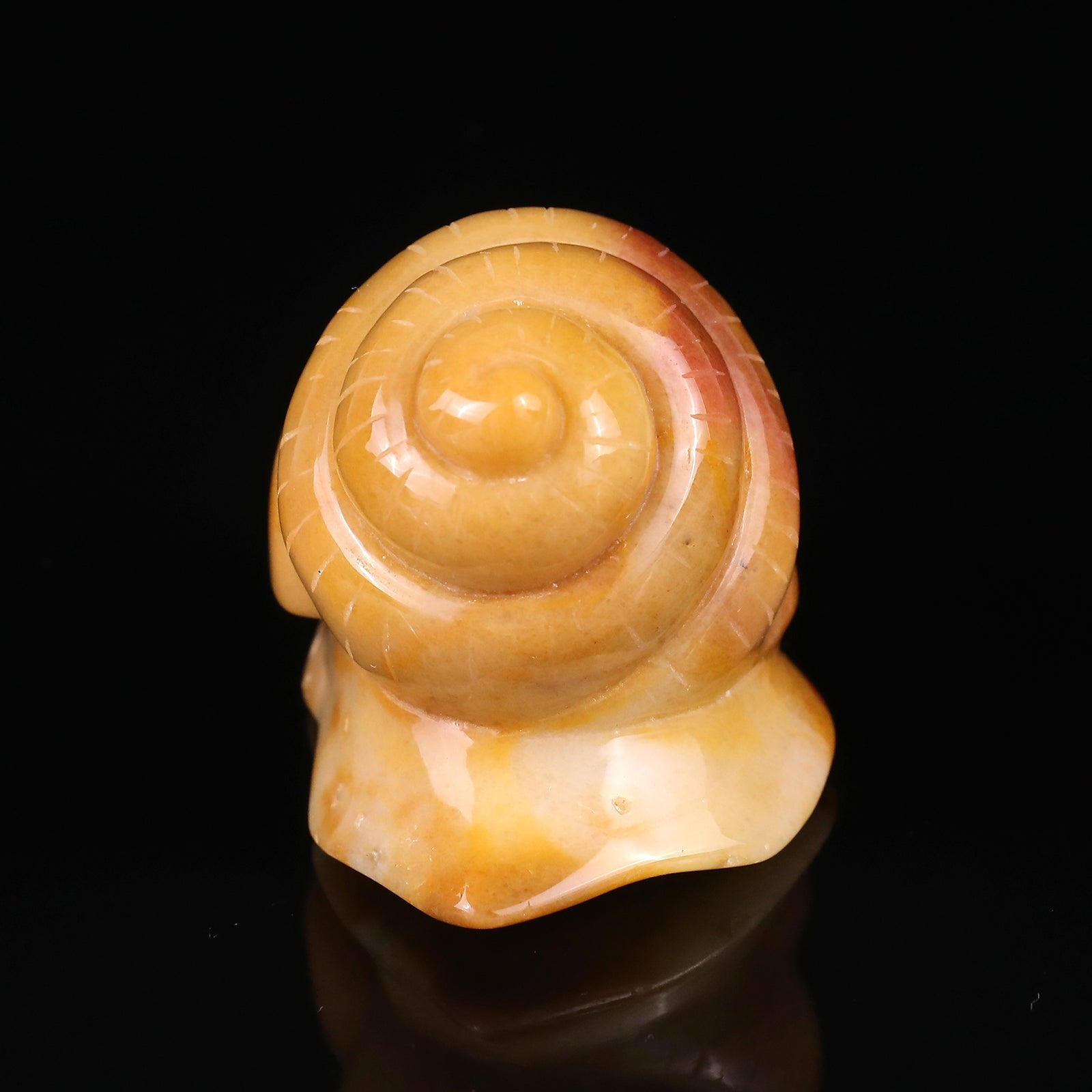 Nicedony 3.4" Golden Silk Jade Hand Carved Crystal Snail Sculpture - View 5