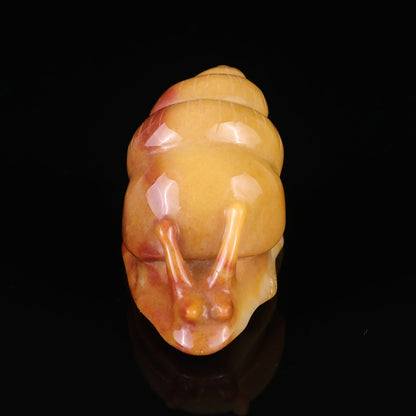 Nicedony 3.4" Golden Silk Jade Hand Carved Crystal Snail Sculpture - View 2