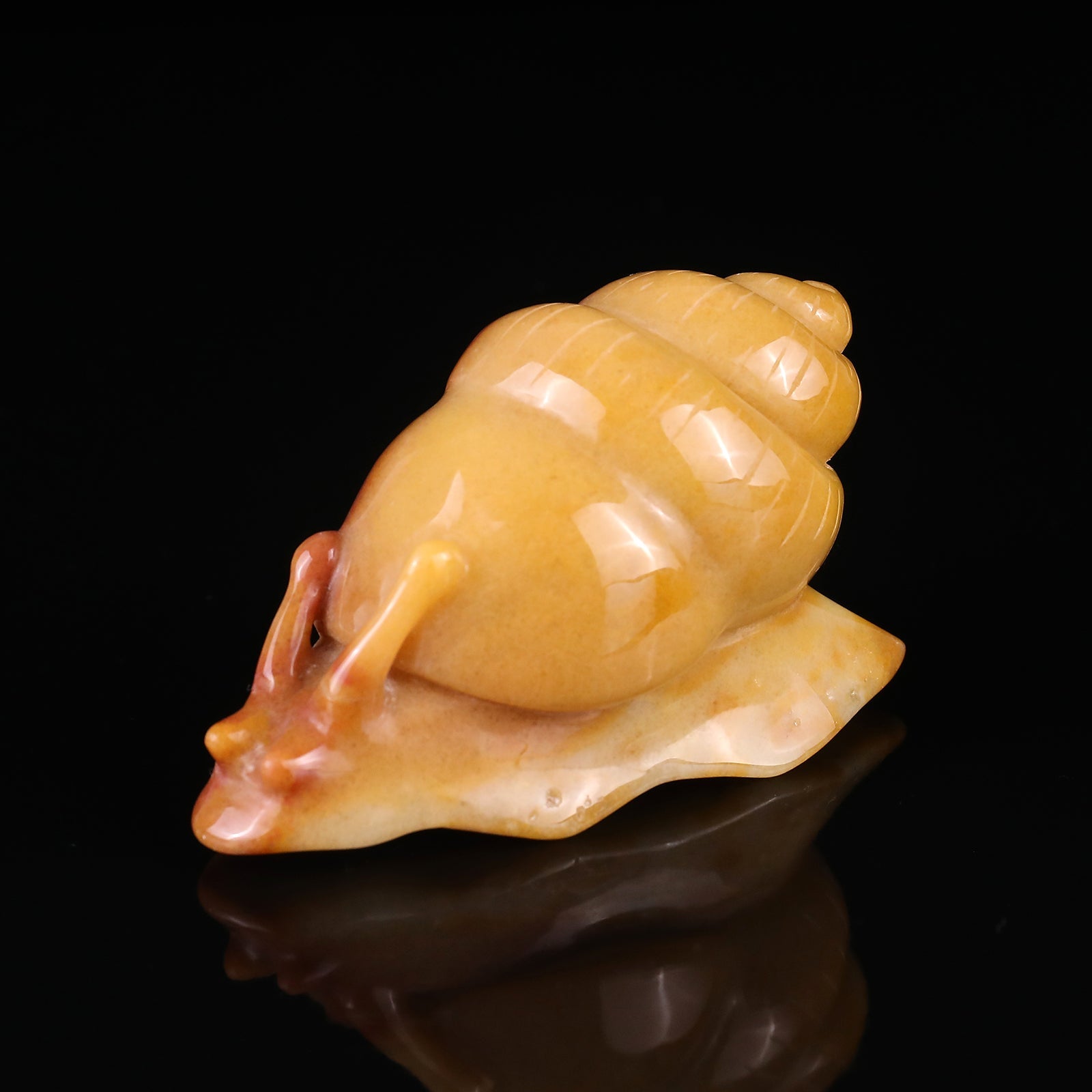 Nicedony 3.4" Golden Silk Jade Hand Carved Crystal Snail Sculpture - View 7