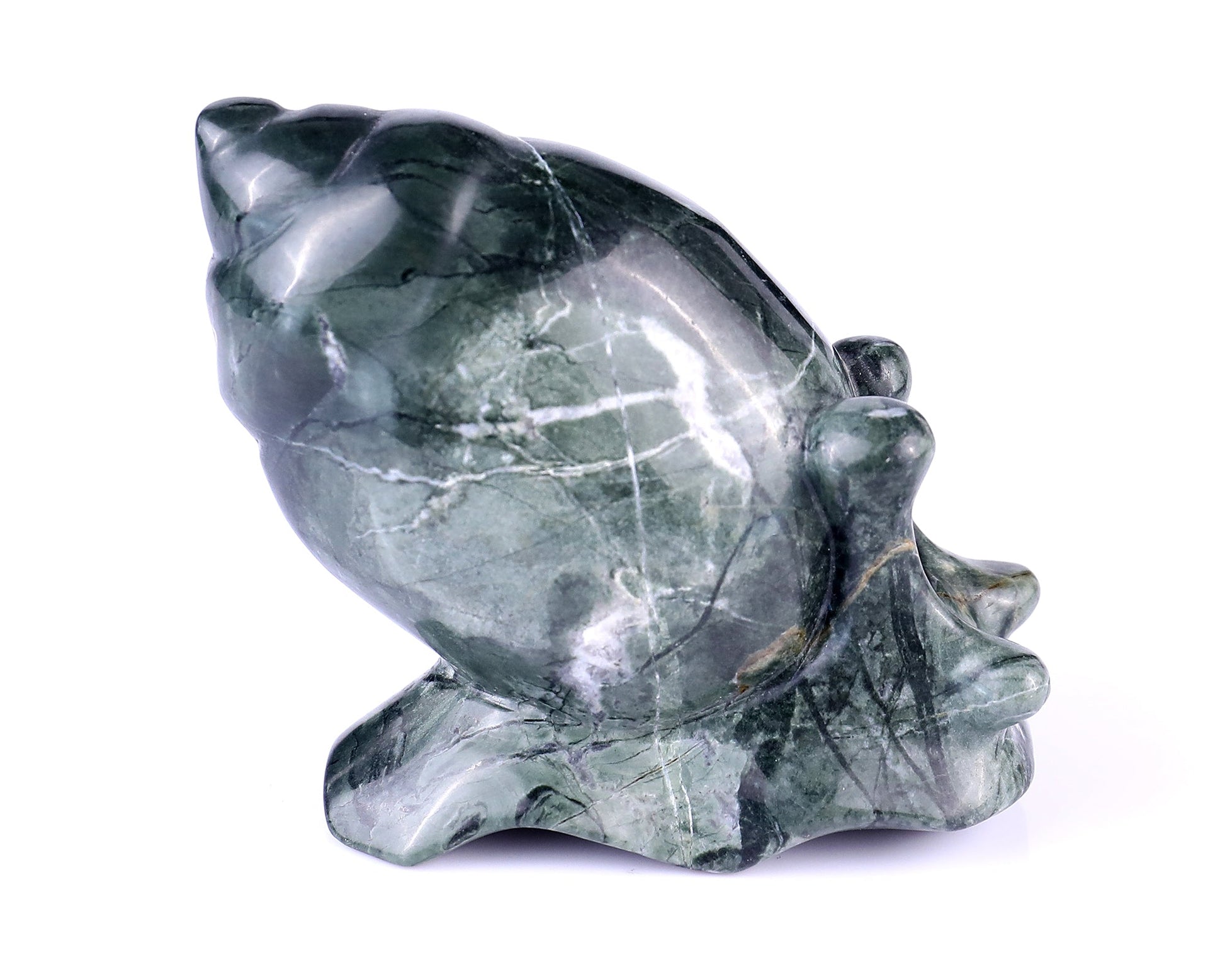 Nicedony 3.4" Jiulong Jade Hand Carved Crystal Snail Sculpture - View 3