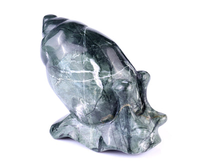 Nicedony 3.4" Jiulong Jade Hand Carved Crystal Snail Sculpture