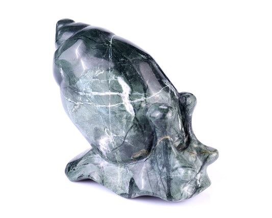 Nicedony 3.4" Jiulong Jade Hand Carved Crystal Snail Sculpture