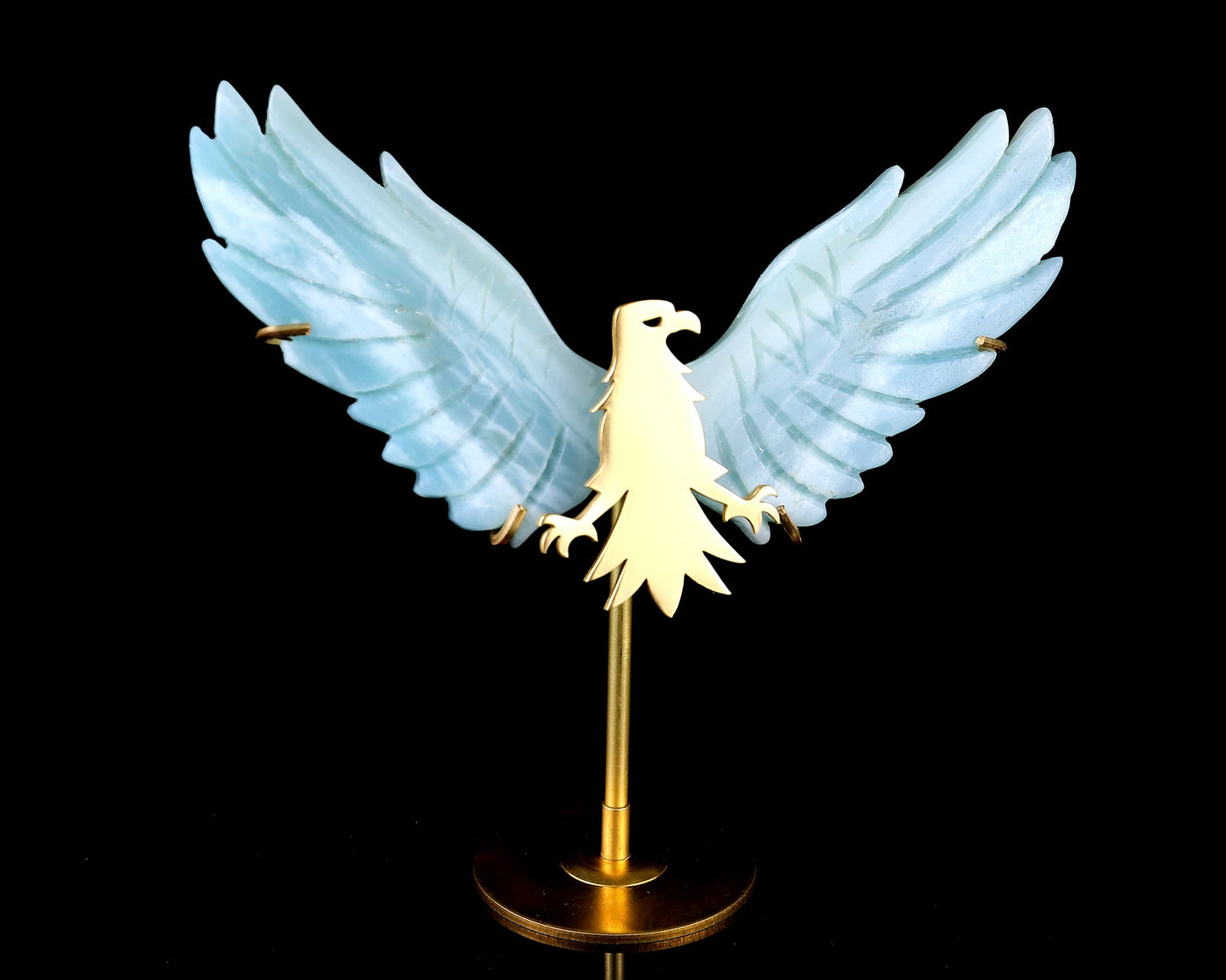 Nicedony 3.5" Amazonite Hand Carved Crystal Eagle Wings Sculpture - View 7