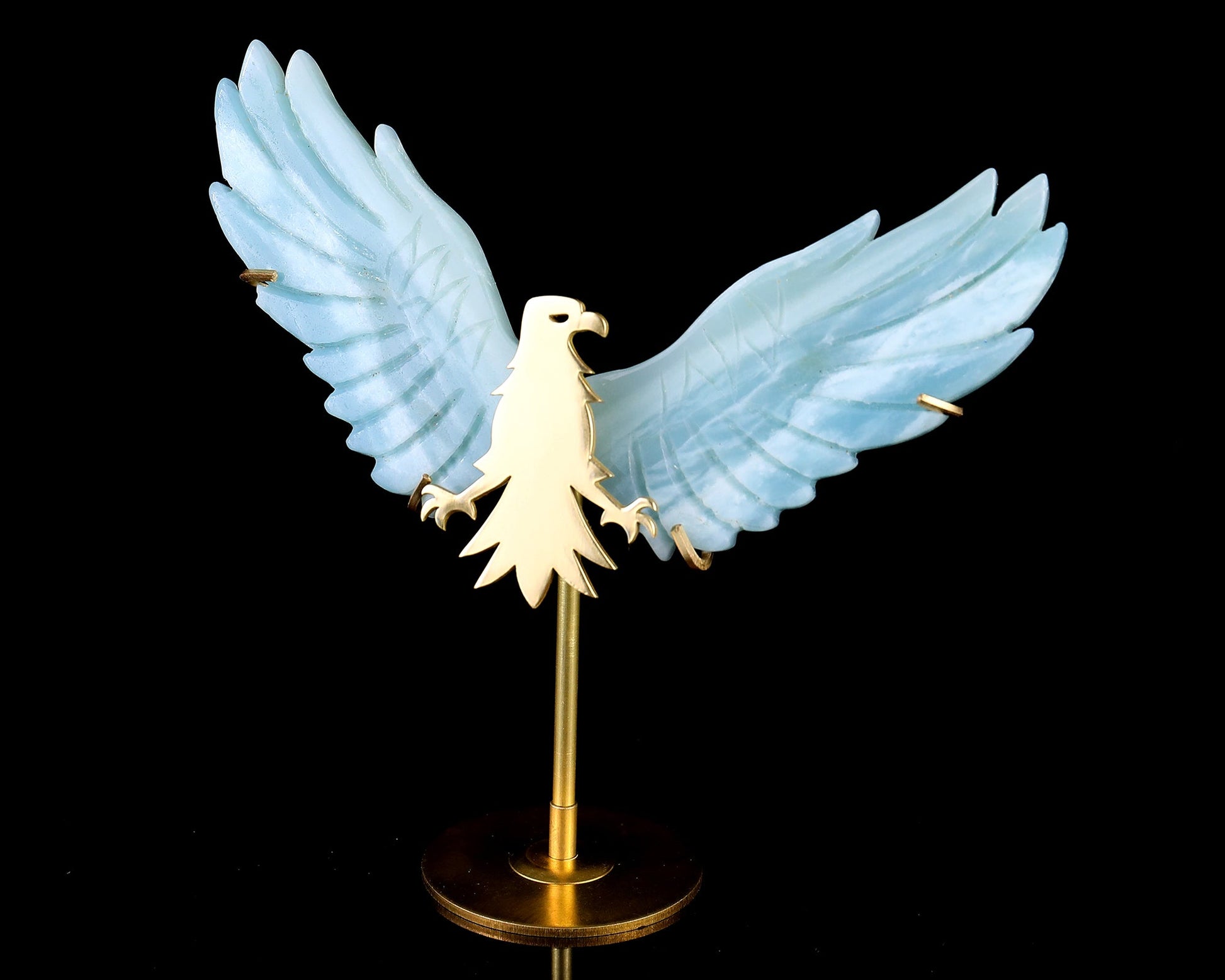 Nicedony 3.5" Amazonite Hand Carved Crystal Eagle Wings Sculpture - View 10