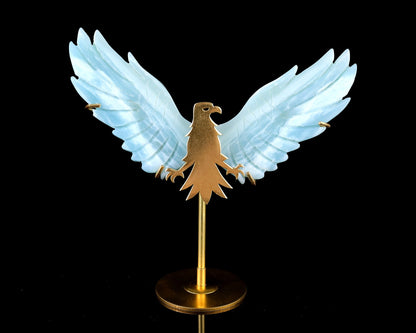 Nicedony 3.5" Amazonite Hand Carved Crystal Eagle Wings Sculpture
