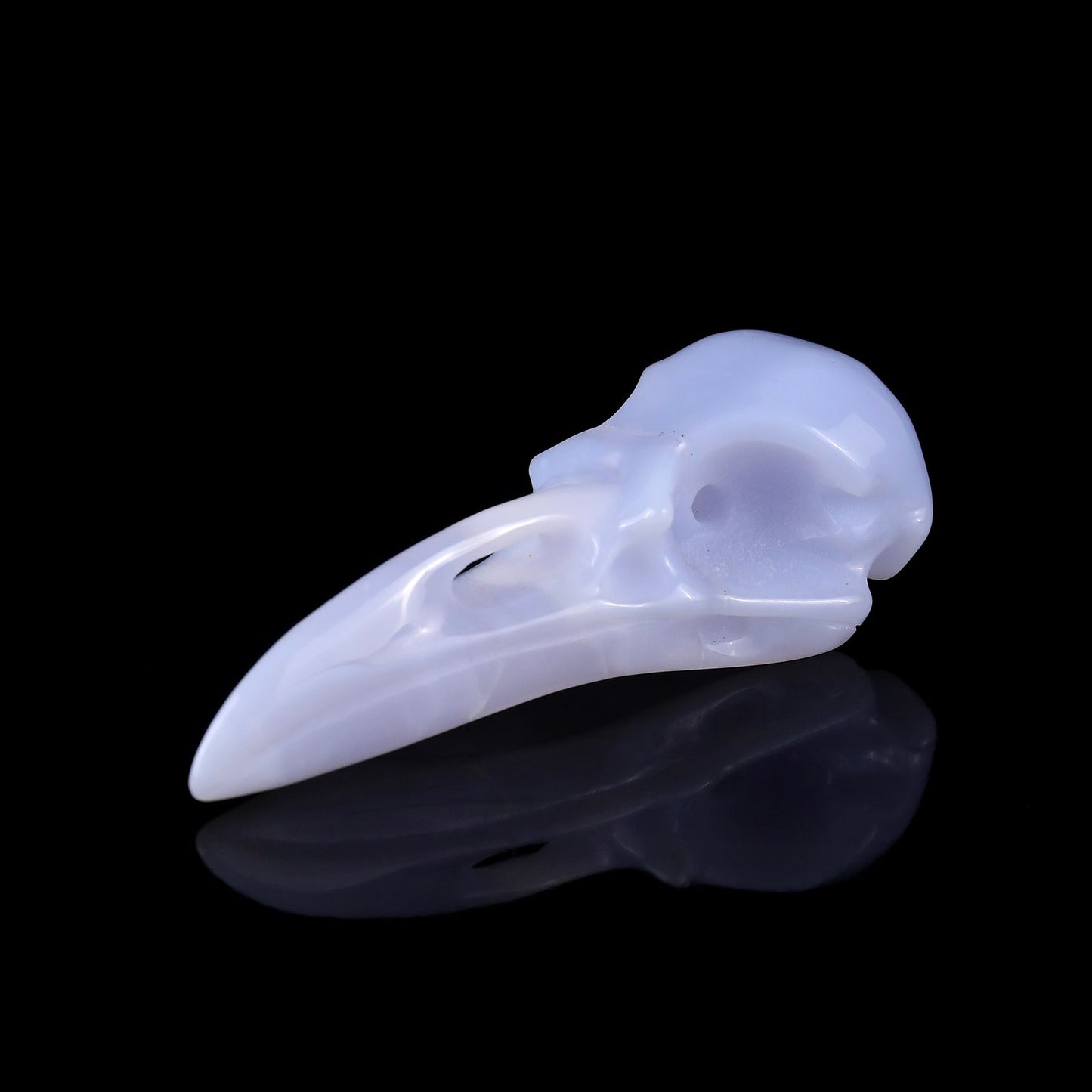 Nicedony 3.5" Blue Chalcedony Hand Carved Raven Skull Sculpture - View 11