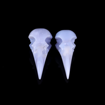 Nicedony 3.5" Blue Chalcedony Hand Carved Raven Skull Sculpture - View 3