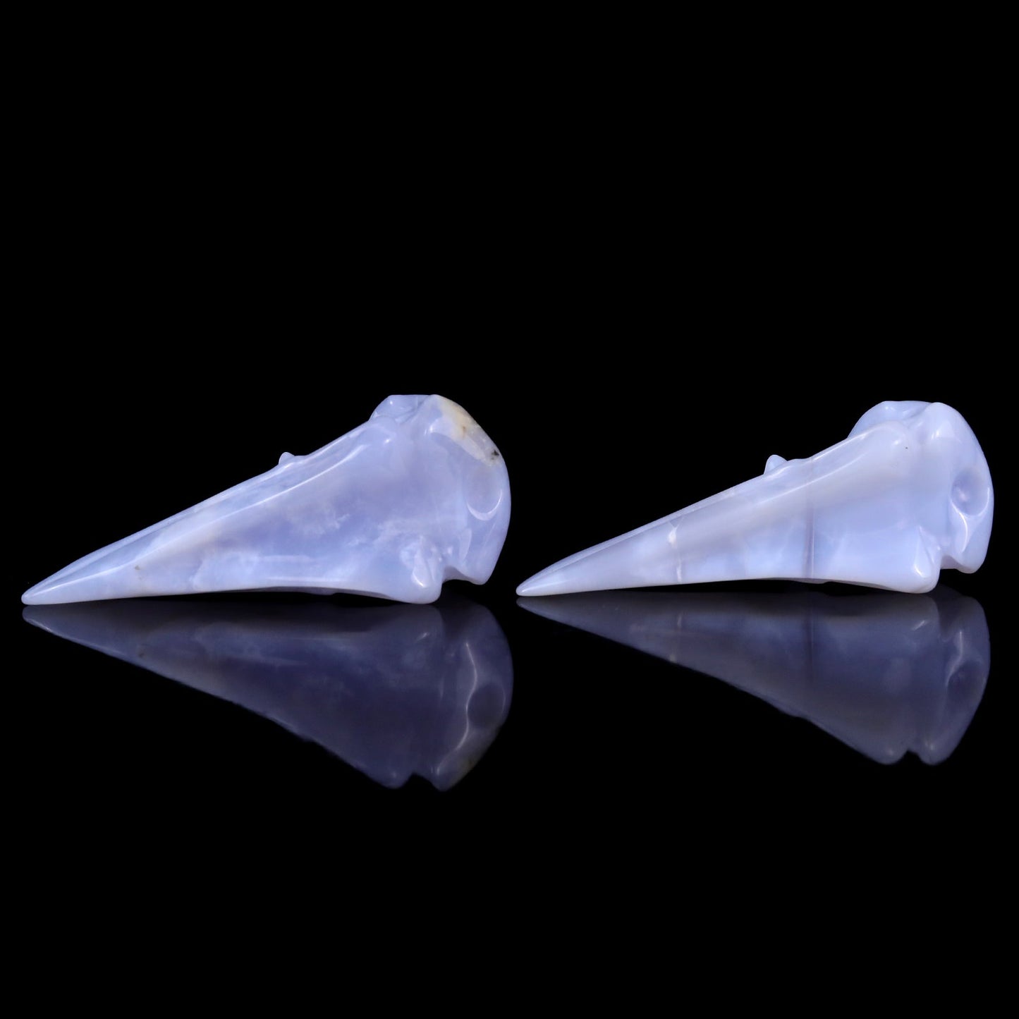 Nicedony 3.5" Blue Chalcedony Hand Carved Raven Skull Sculpture - View 8