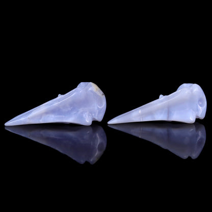 Nicedony 3.5" Blue Chalcedony Hand Carved Raven Skull Sculpture - View 8