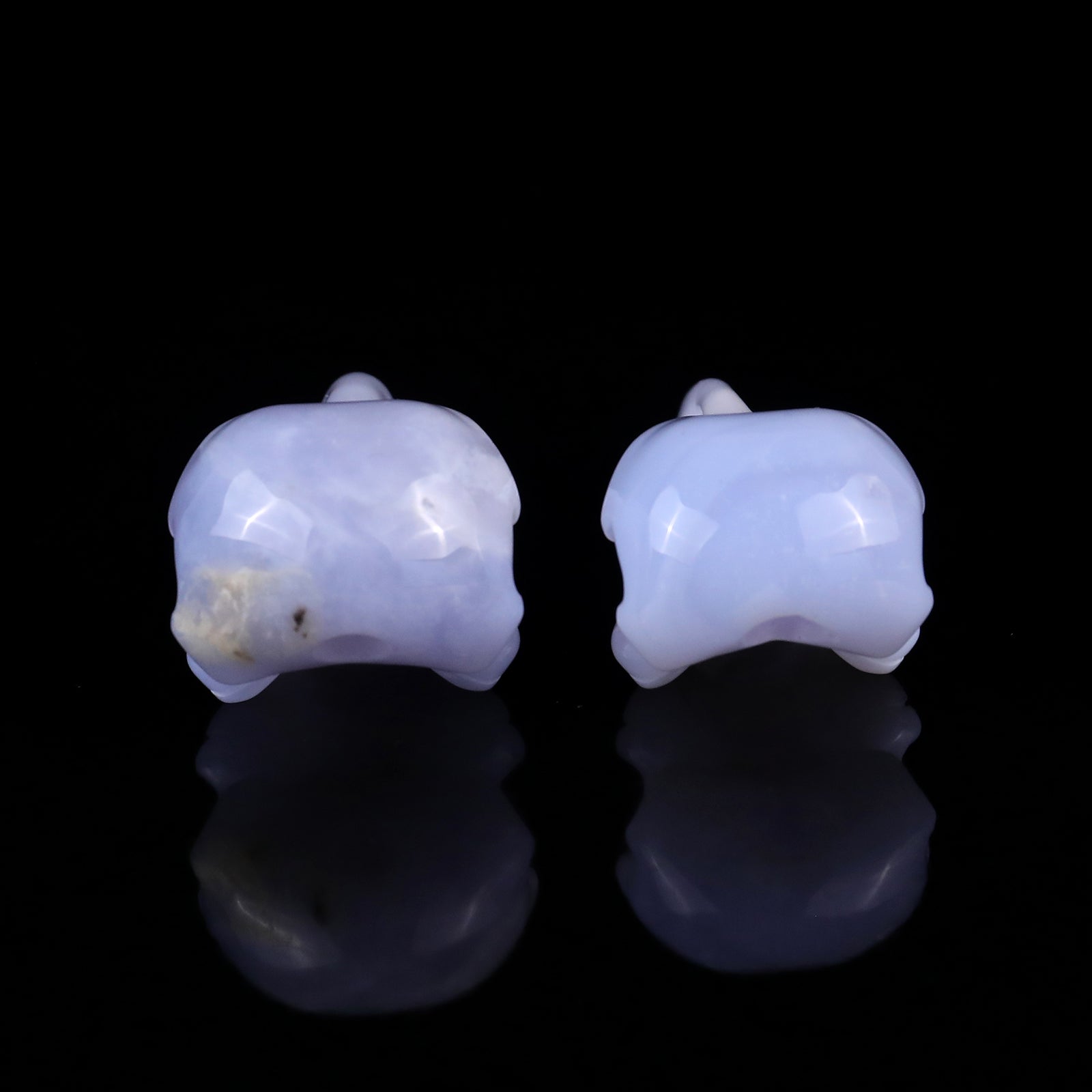 Nicedony 3.5" Blue Chalcedony Hand Carved Raven Skull Sculpture - View 7