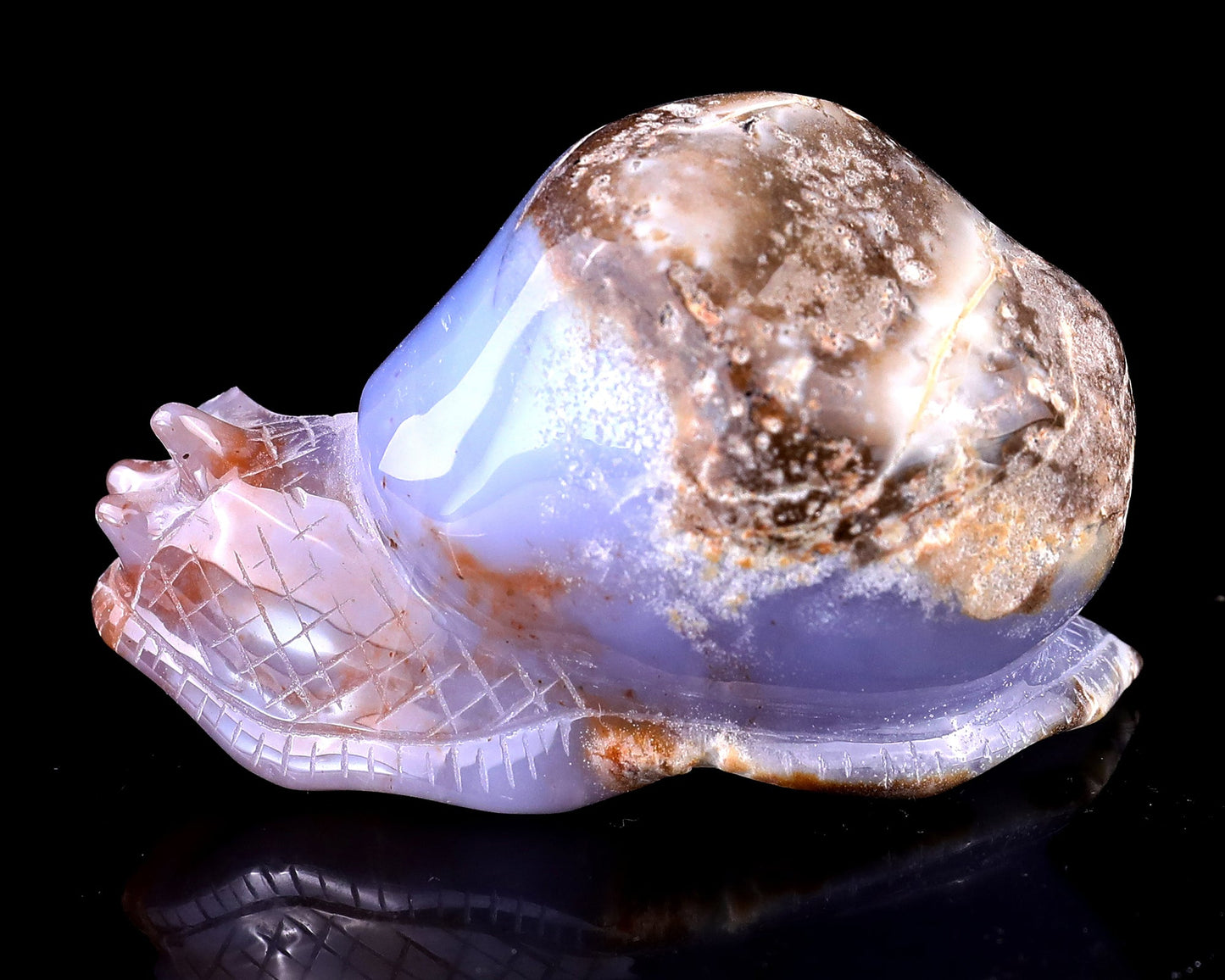 Nicedony 3.5" Blue Chalcedony Hand Carved Crystal Snail Sculpture - View 7