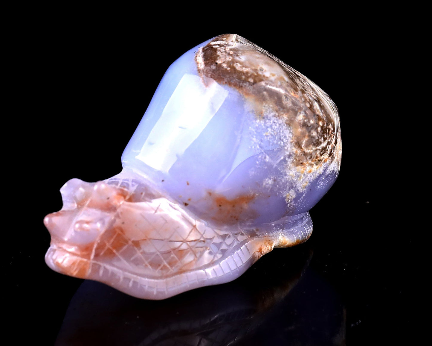 Nicedony 3.5" Blue Chalcedony Hand Carved Crystal Snail Sculpture - View 9