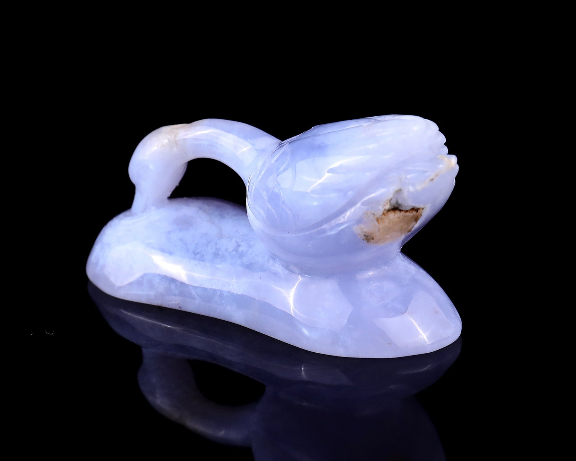 Nicedony 3.5" Blue Chalcedony Hand Carved Crystal Swan Sculpture - View 6