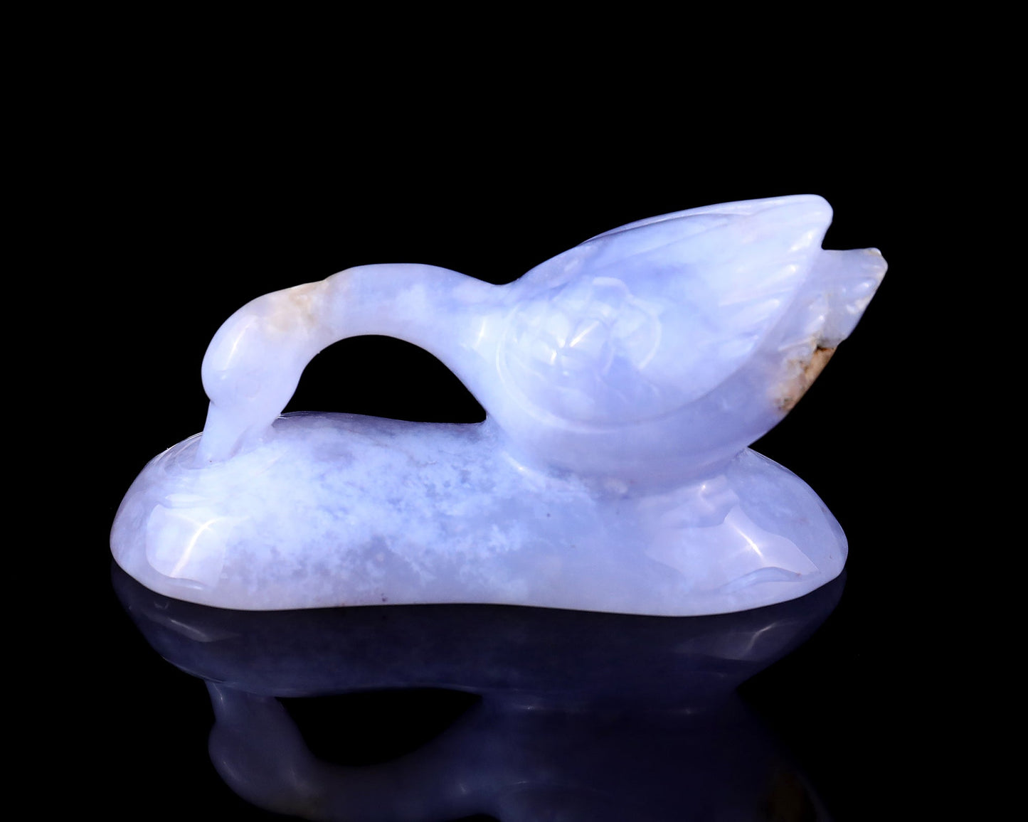 Nicedony 3.5" Blue Chalcedony Hand Carved Crystal Swan Sculpture - View 7