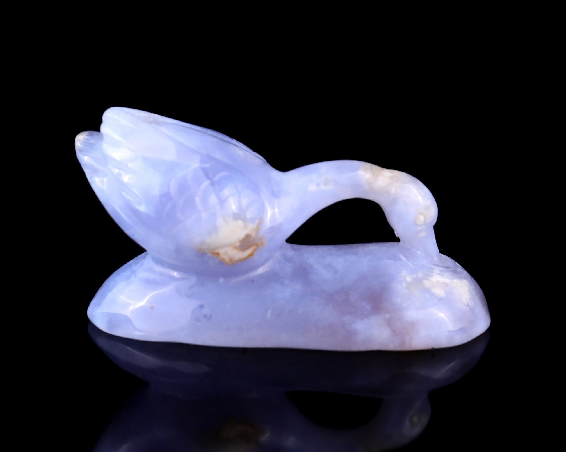 Nicedony 3.5" Blue Chalcedony Hand Carved Crystal Swan Sculpture - View 3