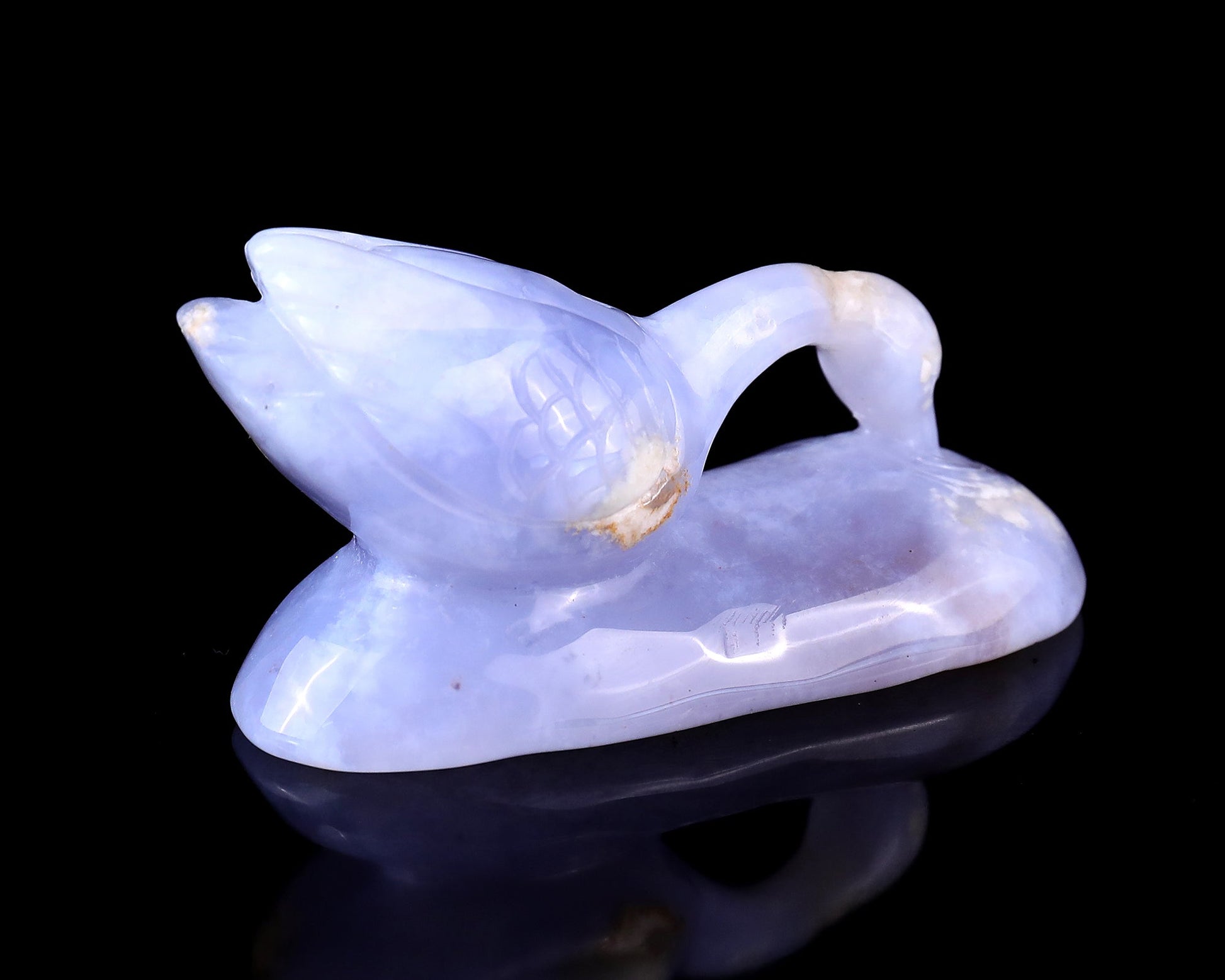 Nicedony 3.5" Blue Chalcedony Hand Carved Crystal Swan Sculpture - View 4
