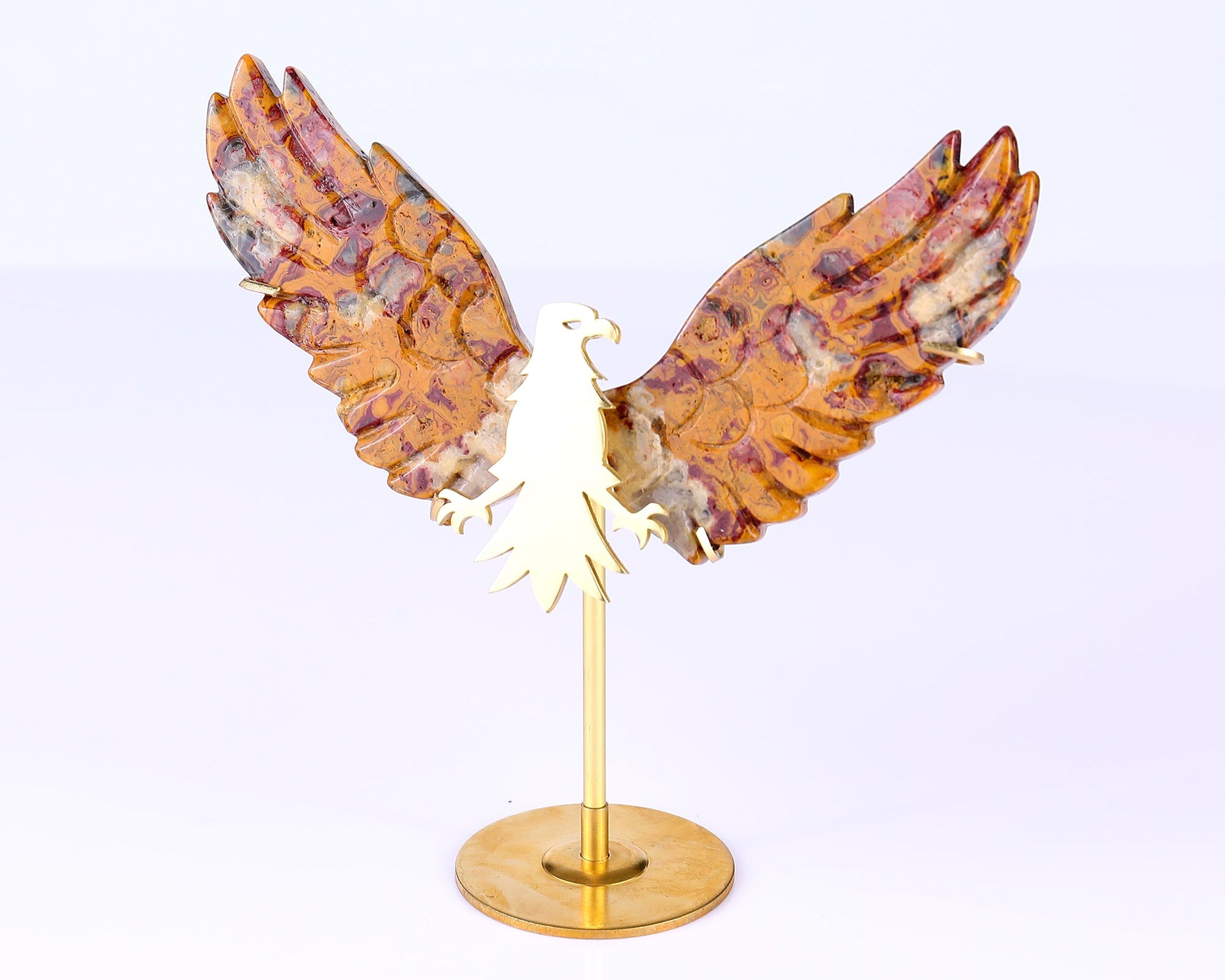 Nicedony 3.5" Crazy Lace Agate Hand Carved Eagle Wings Sculpture - View 10