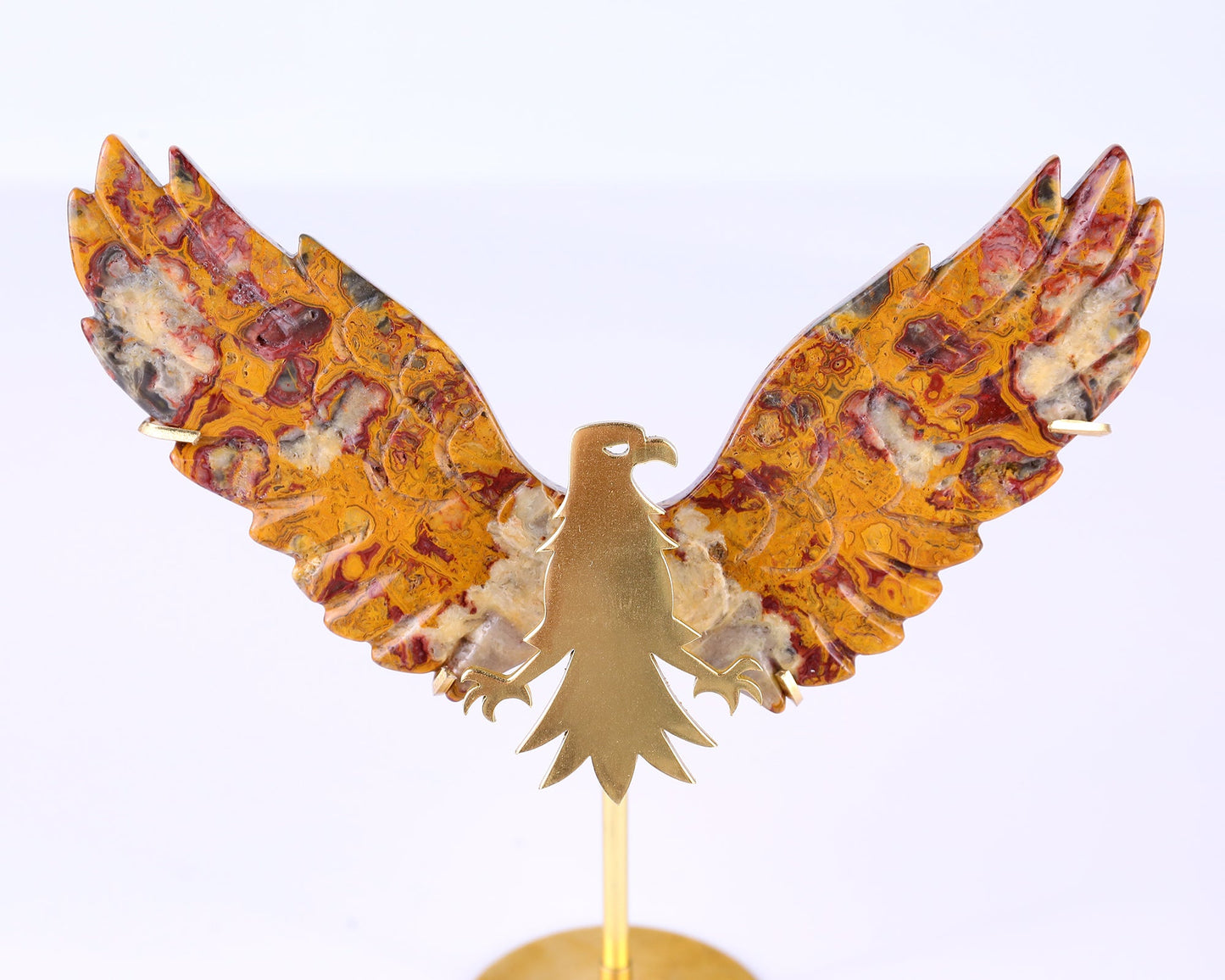 Nicedony 3.5" Crazy Lace Agate Hand Carved Eagle Wings Sculpture - View 2