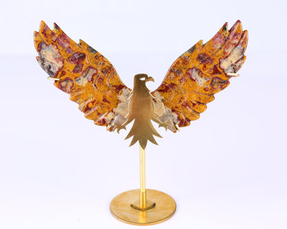Nicedony 3.5" Crazy Lace Agate Hand Carved Eagle Wings Sculpture