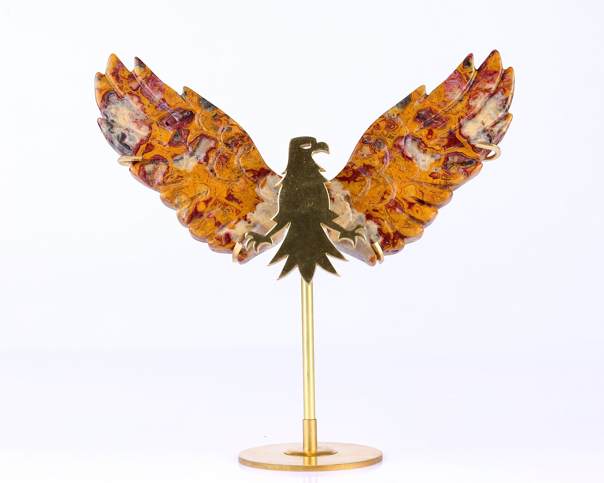 Nicedony 3.5" Crazy Lace Agate Hand Carved Eagle Wings Sculpture - View 4