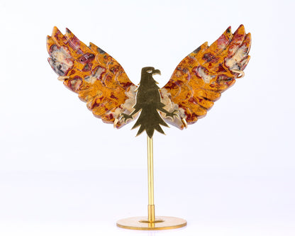 Nicedony 3.5" Crazy Lace Agate Hand Carved Eagle Wings Sculpture - View 4