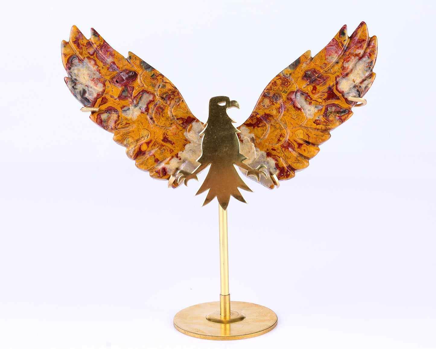 Nicedony 3.5" Crazy Lace Agate Hand Carved Eagle Wings Sculpture - View 3