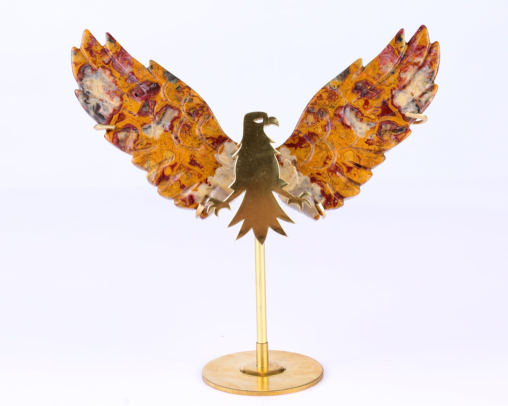 Nicedony 3.5" Crazy Lace Agate Hand Carved Eagle Wings Sculpture - View 3