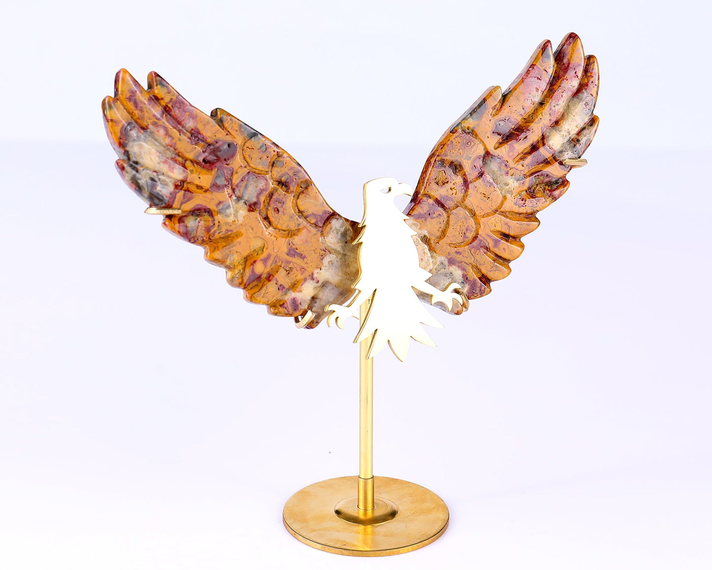 Nicedony 3.5" Crazy Lace Agate Hand Carved Eagle Wings Sculpture - View 7