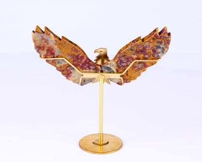 Nicedony 3.5" Crazy Lace Agate Hand Carved Eagle Wings Sculpture - View 9