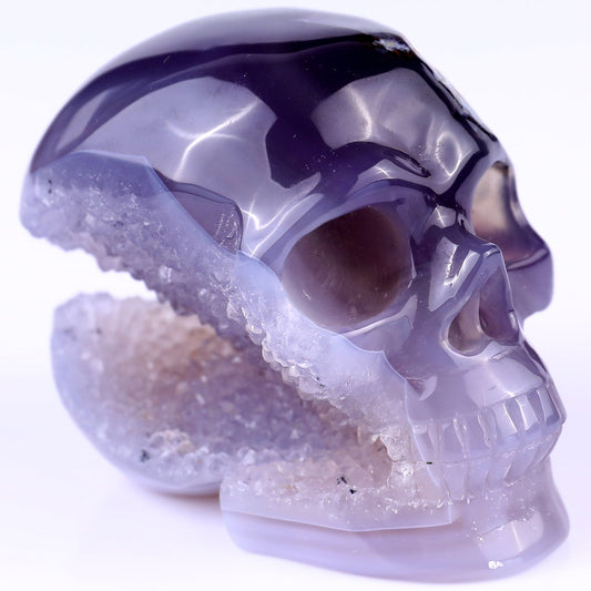 Nicedony 3.5" Geode Agate Hand Carved Crystal Geode Skull Sculpture (SKU: 2100022) - Photo 2
