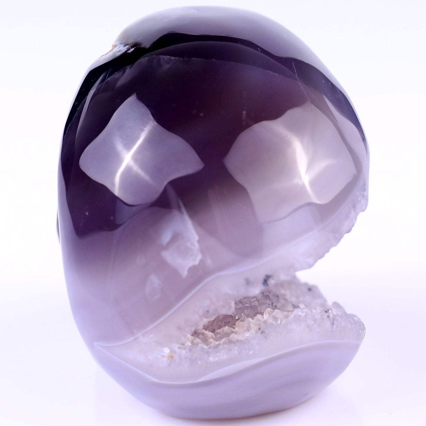 Nicedony 3.5" Geode Agate Hand Carved Crystal Geode Skull Sculpture - View 6