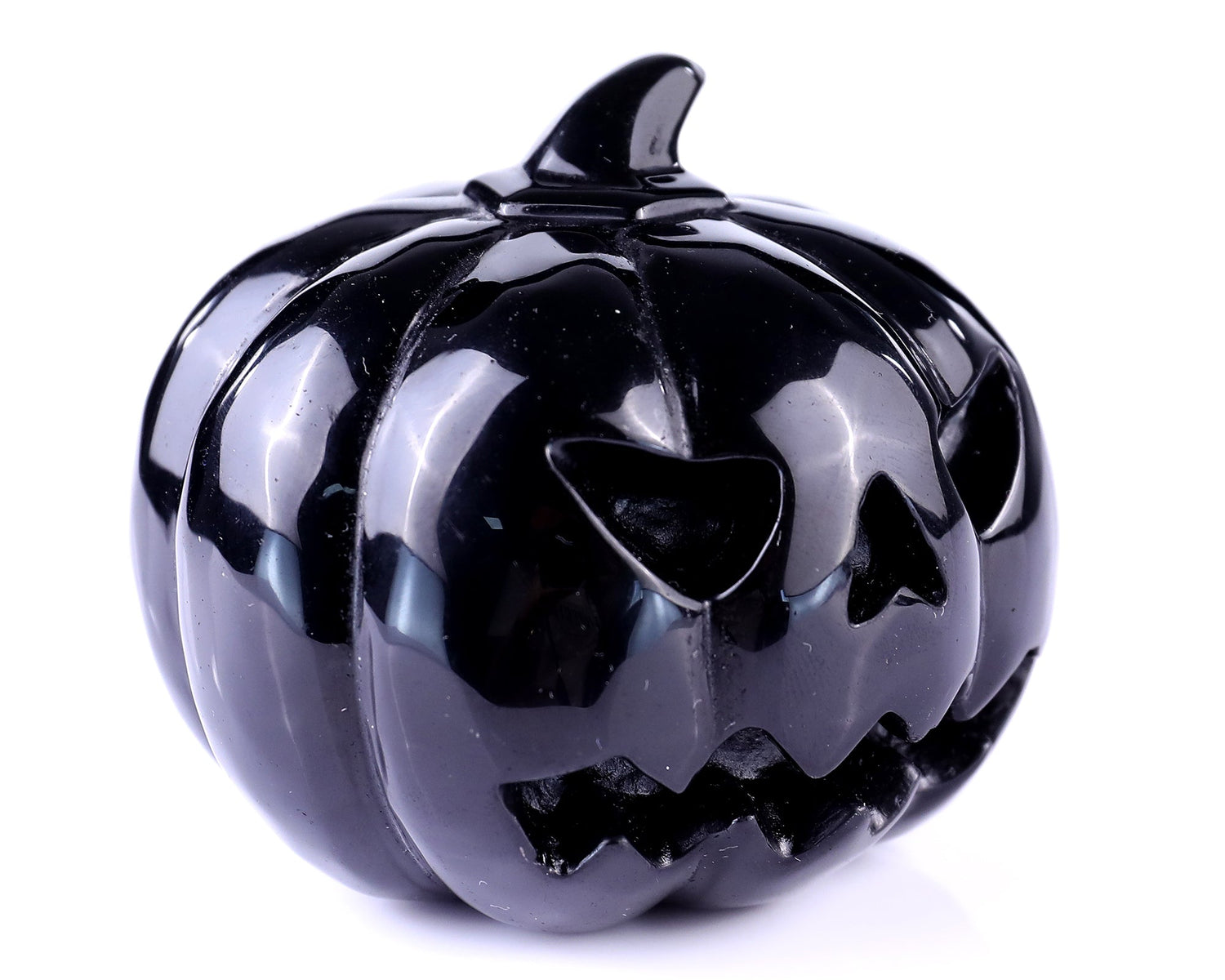 Nicedony 2.6” Black Obsidian Hand Carved Crystal Pumpkin Sculpture (SKU: 3100072) - Photo 3