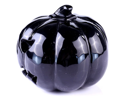 Nicedony 3.5” Black Obsidian Hand Carved Crystal Pumpkin Sculpture - View 6