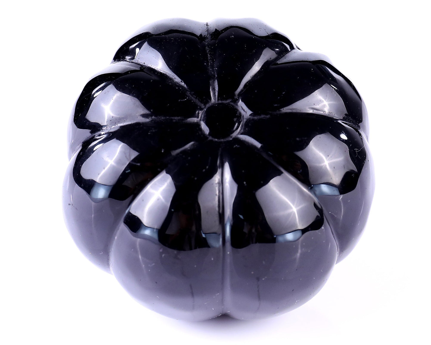 Nicedony 3.5” Black Obsidian Hand Carved Crystal Pumpkin Sculpture - View 8