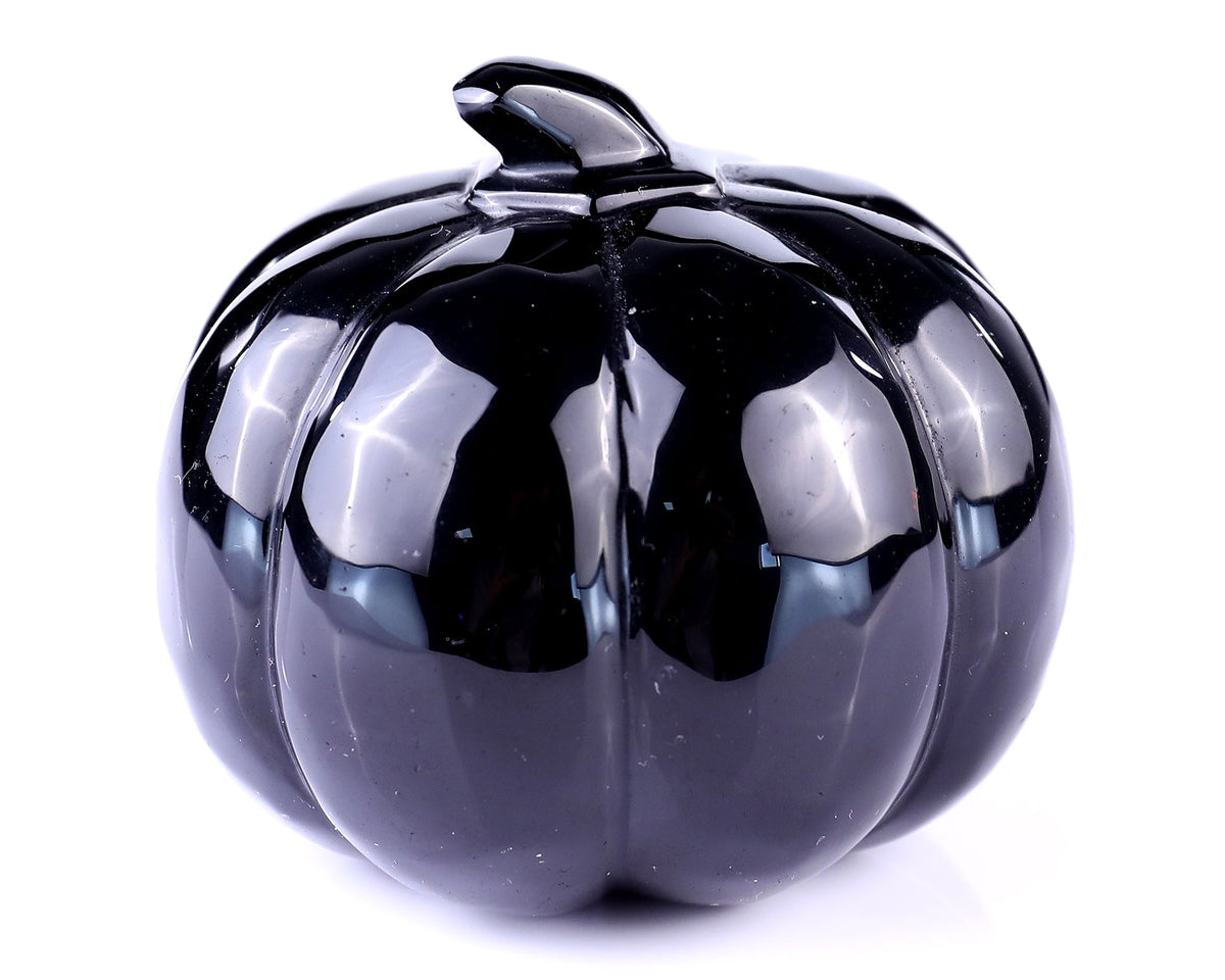 Nicedony 2.6” Black Obsidian Hand Carved Crystal Pumpkin Sculpture (SKU: 3100072) - Photo 5