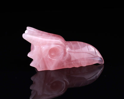Nicedony 3.5" Rose Quartz Hand Carved Crystal Phoenix Skull Sculpture - View 3