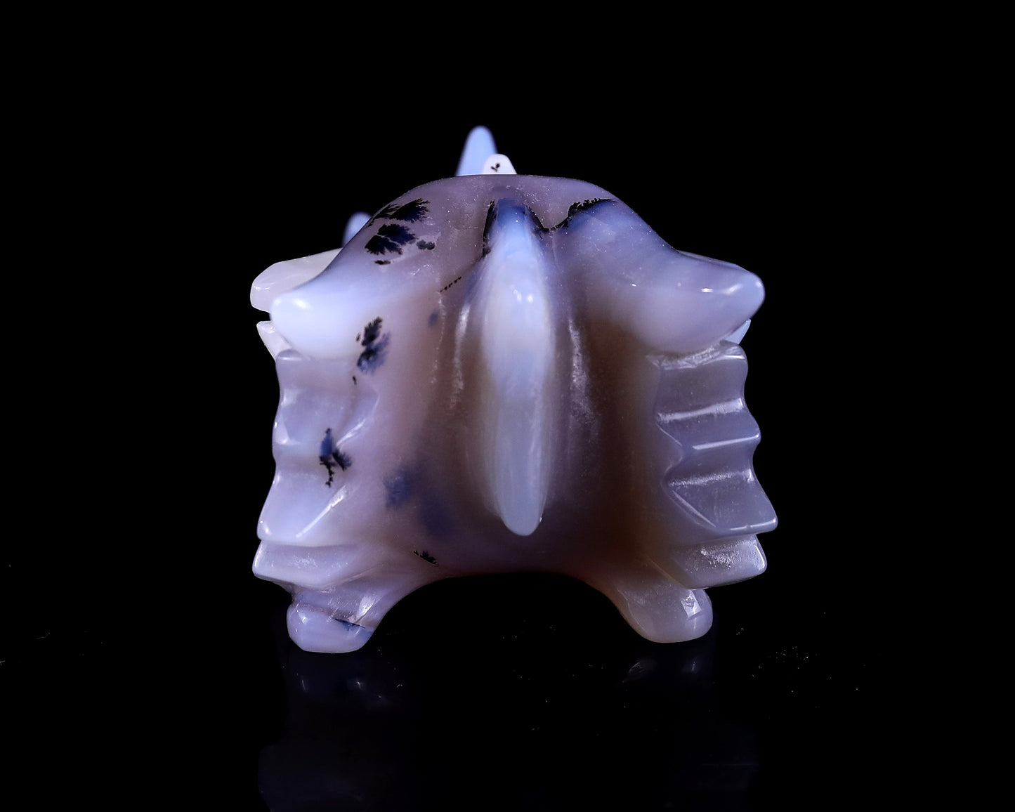 Nicedony 3.5" White Geode Agate Hand Carved Dragon Skull Sculpture - View 5