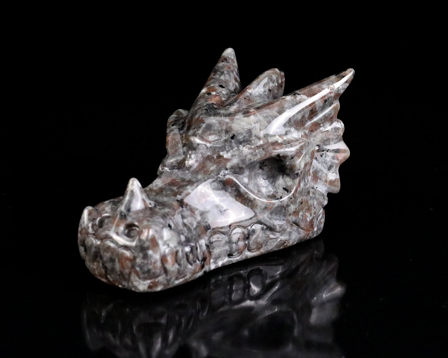Nicedony 3.5" Yooperlite Hand Carved Crystal Dragon Skull Sculpture - View 7