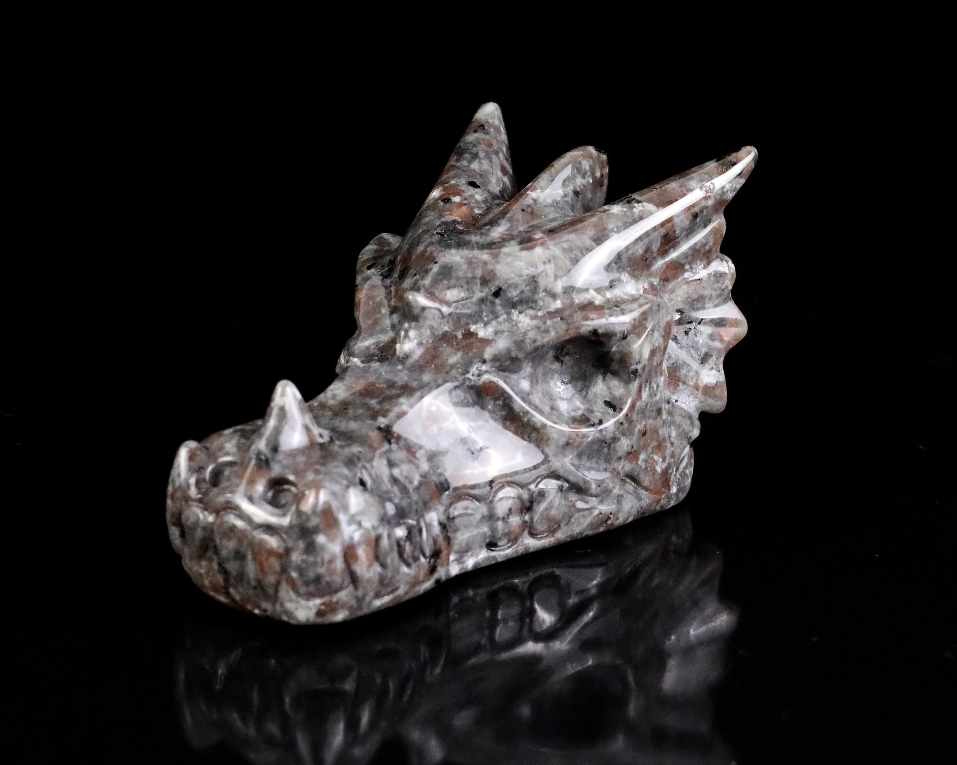 Nicedony 3.5" Yooperlite Hand Carved Crystal Dragon Skull Sculpture - View 7