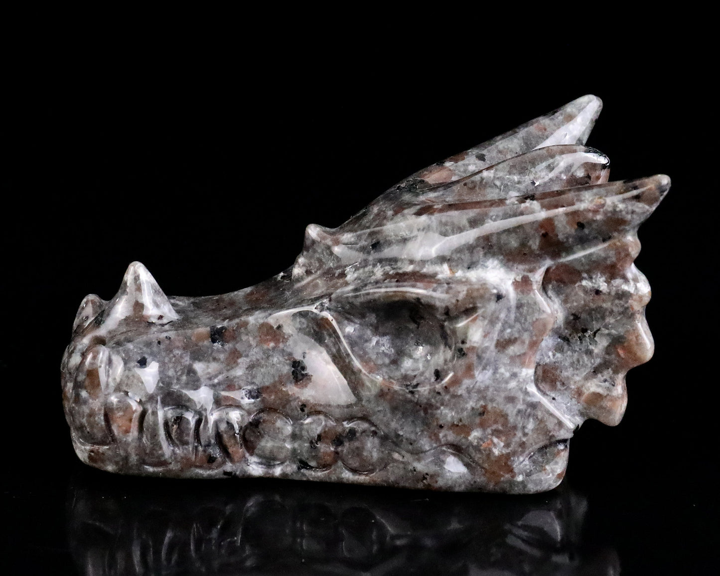 Nicedony 3.5" Yooperlite Hand Carved Crystal Dragon Skull Sculpture - View 4