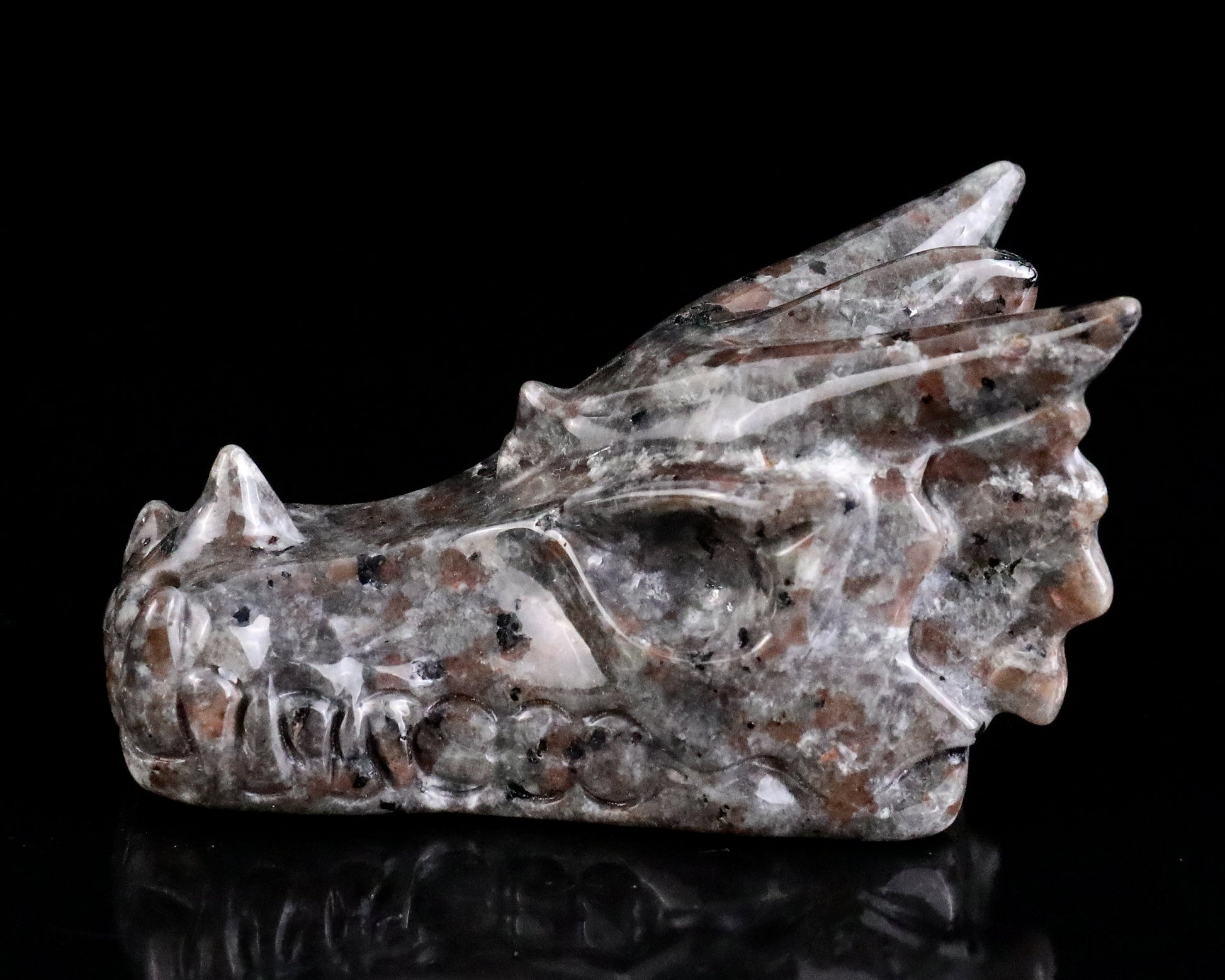 Nicedony 3.5" Yooperlite Hand Carved Crystal Dragon Skull Sculpture - View 4