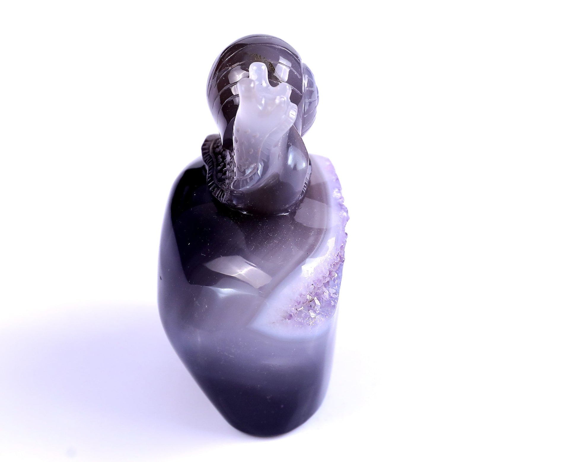 Nicedony 3.6" Amethyst Geode Agate Hand Carved Snail Sculpture - View 3