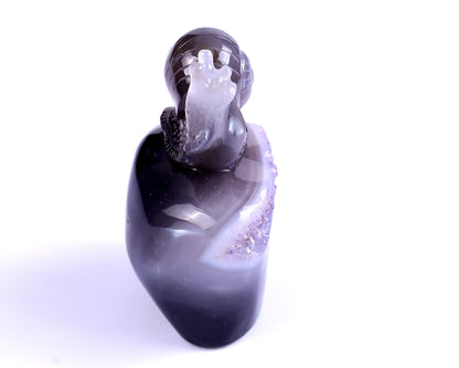 Nicedony 3.6" Amethyst Geode Agate Hand Carved Snail Sculpture - View 3