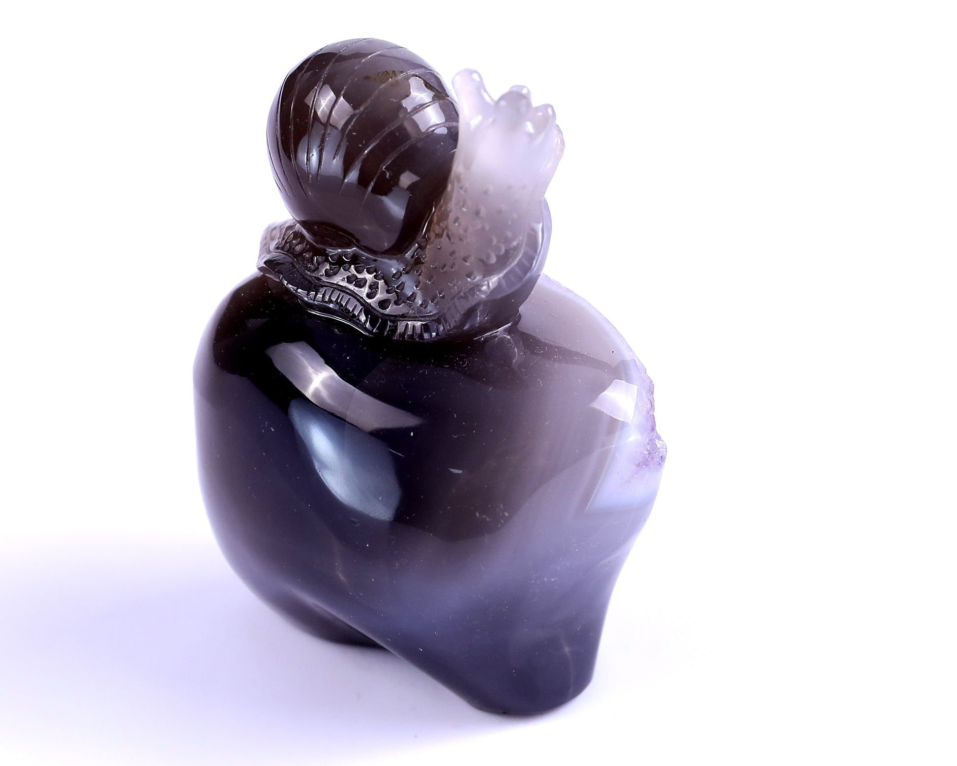 Nicedony 3.6" Amethyst Geode Agate Hand Carved Snail Sculpture - View 4