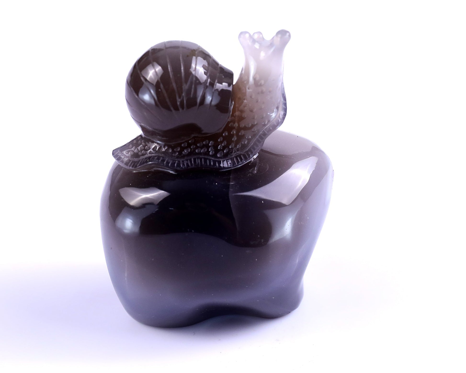 Nicedony 3.6" Amethyst Geode Agate Hand Carved Snail Sculpture - View 5