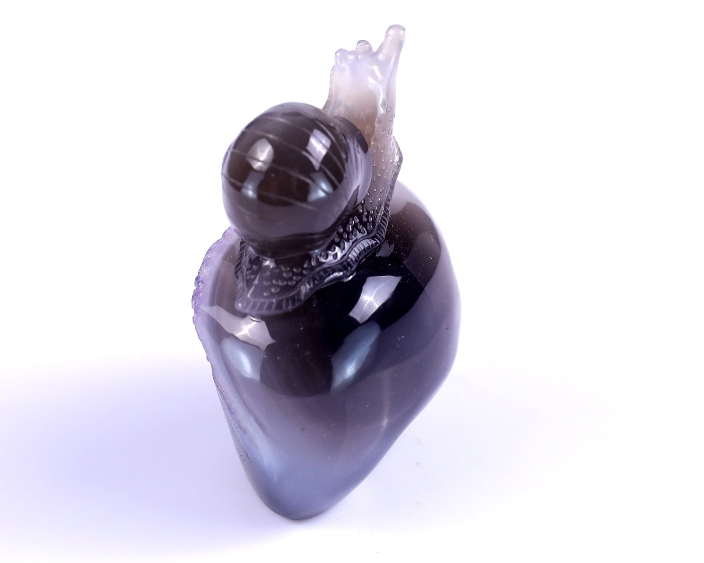 Nicedony 3.6" Amethyst Geode Agate Hand Carved Snail Sculpture - View 6